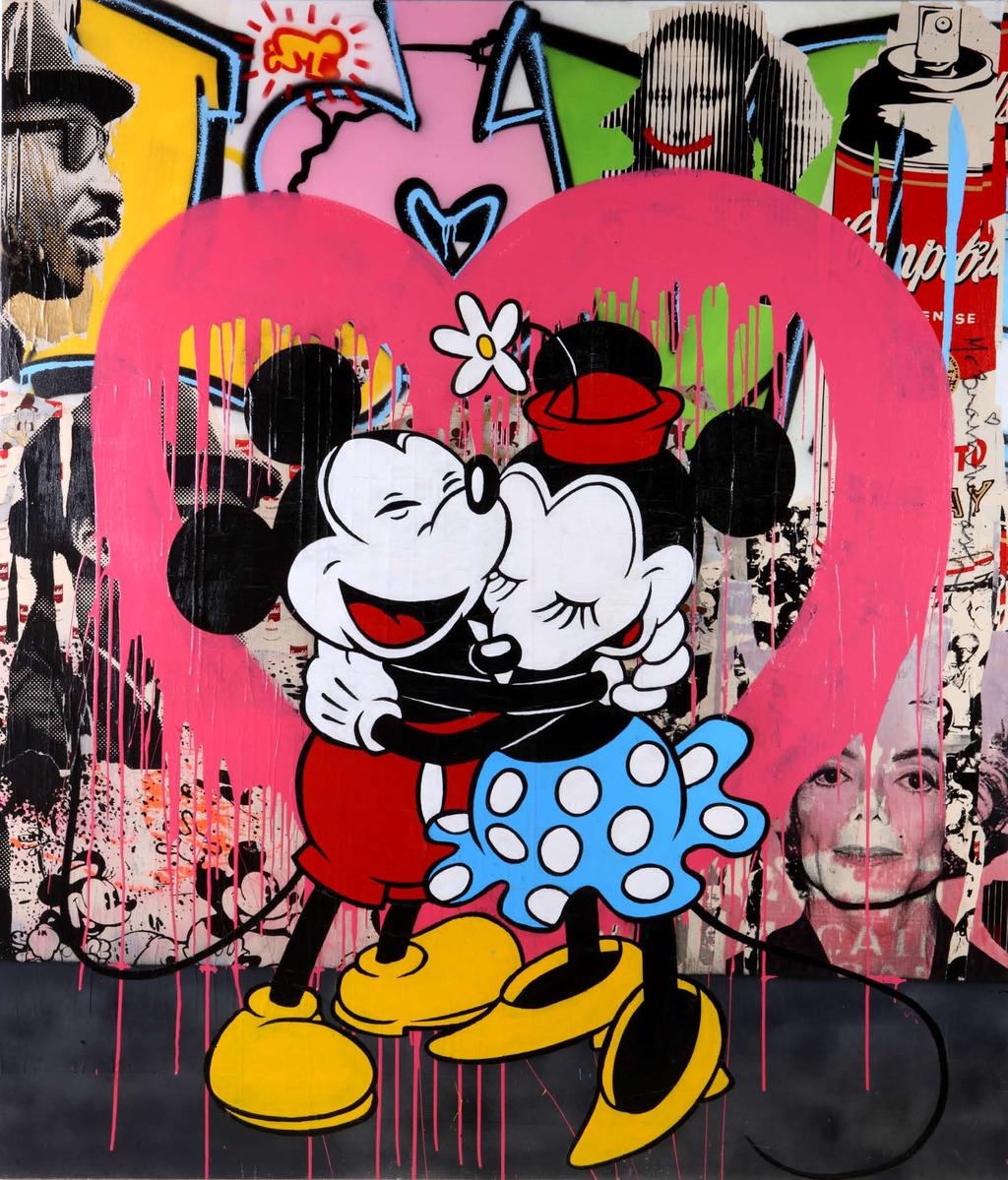 Mickey & Minnie Mixed media on canvas