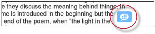 If marks on the paper were associated with rubric criteria the mark will display the rubrc icon.