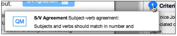 Hover over a mark in the list and then click on the Show link to view the mark location on the paper.