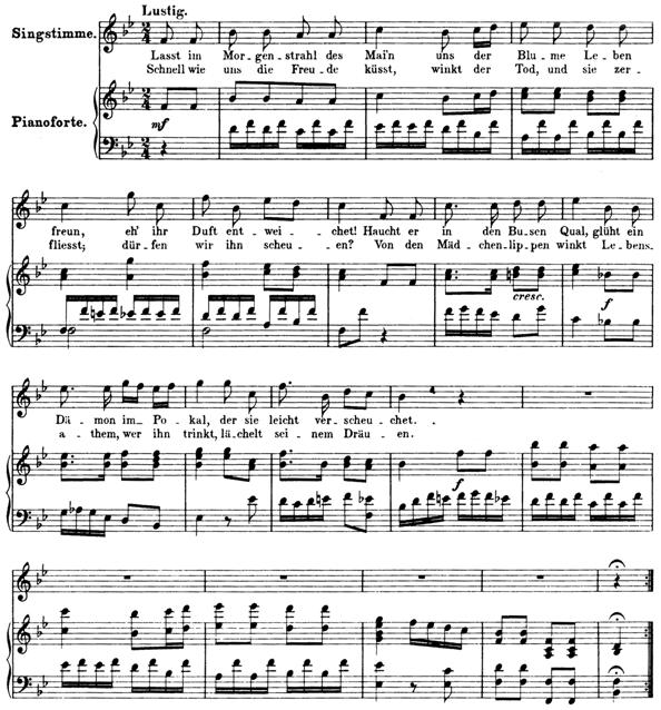 158 이화음악논집 century literary German Romanticism. <Ex. 1> Skolie (D.306), composed by Schubert in 1815.