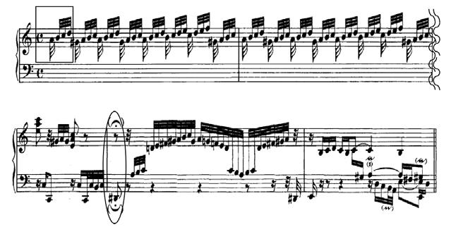 42 이화음악논집 위의악보를보면, g단조하행스케일이화려하게시작된후중간중간에쉼표가삽입되며 3옥타브에걸쳐흘러내려가면서서주를마무리한다. 이후 3개의주제가밀도감있게순서대로 (a b c) 제시되고모방된다. 유형Ⅱ는 3부분토카타양식으로메룰로 (Clandio Merulo, 1533-1604) 의 16세기말토카타방식을판타지아에적용한예로서역시 J. S.