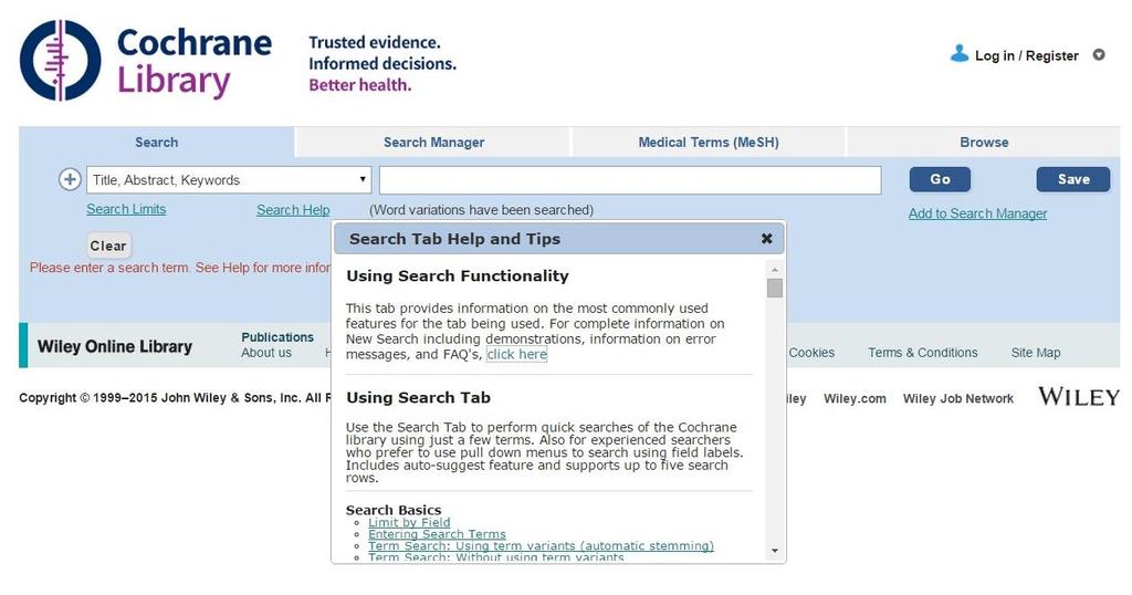 1. Search: Search help