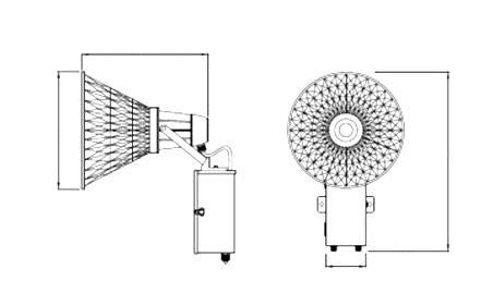 580 370 SPO-70 39111611 370 125 17. 투광등 (SPO) Beam Width : 0.78 m 792.55 lux in center 452.61 lux in side Beam Width : 1.57 m 198.14 lux in center 113.15 lux in side Beam Width : 2.35 m 88.