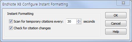 Instant Formatting is Off/On : 설정에따라자동으로인용을업데이트할때사용 Configure Instant Formatting : 인용업데이트에대한설정 4.1.6.