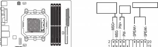 11) F_PANEL ( 앞면패널점퍼 ) 컴퓨터본체앞면의전원 LED, PC 스피커, 리셋스위치및전원스위치등을아래의핀정렬그림에따라 F_PANEL 커넥터에연결하십시오.