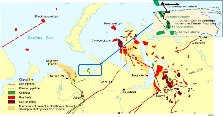 [ 그림 2-7] 러시아북극지역석유 가스전 자료 : Gazprom 홈페이지 (www.gazprom.ru) 나.