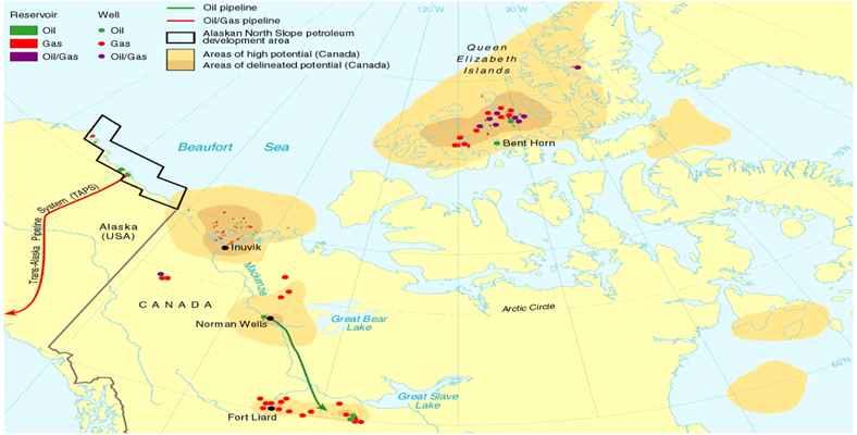 [ 그림 2-10] 캐나다북극지역석유 가스매장지역 자료 : USGS 홈페이지 (www.usgs.gov) 다.
