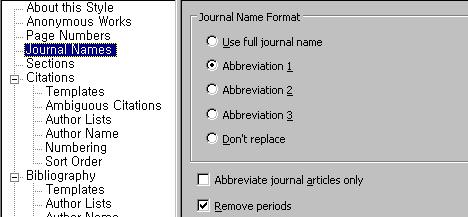 4-. Journal Names / Term List Journal Names 저널명표기 Abb - ISO 약어명마침표있음 Abb - Index Medicus 마침표없음 o 레퍼런스에입력된저널명과, Journal Term List 에있는 가지유형의저널명중하나가일치해야 Output Style 의설정에따라변환됨 o