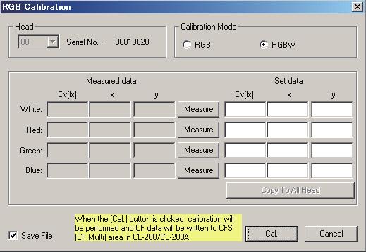 Update CL-S10w 는측정화면또는 CF 설정화면을최초로기동했을때에 CL-200/CL-200A 본체측에서접속되어있는수광부나설정되어있는 CF 값의체크를합니다.