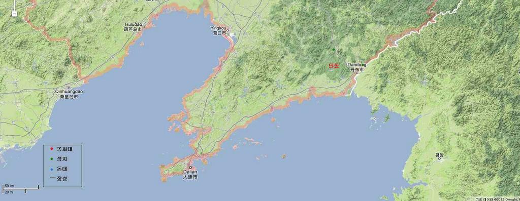 58) 鞍山지역 岫巖縣은 봉화대만 8곳이 있는데 지도집 에 모두 명대의 개별 유적으로 소개되 어 있고,59) 台安縣의 유적도 두 자료의 내용이 거의 일치하고 있다.6) 유적이 곳뿐인 안산시 千山區는 곳의 유적이 일치하고 1곳은 지도집 에 빠져있다.