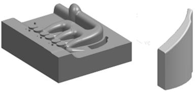 (Step 1) 인서트 body 생성및분할로서기준평면을생성하여분할단면을스케치하고 extrusion 한다.