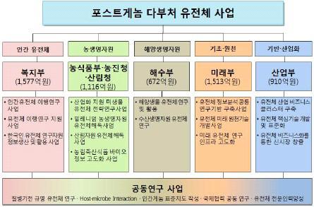 전략품목현황분석 연구개발자원 국가연구개발지원사업 포스트게놈다부처유전체사업 - 창조경제핵심분야인유전체사업의연구역량확대및조기투자성과창출을위해부처별연계 협력을강화하여 (2014~2021) 포스트게놈다부처유전체사업수립 시행 - 질병기전규명유전체연구, 숙주-미생물상호작용연구, 인간게놈표준지도작성, 국제협력공동연구, 유전체전문인력양성등공동연구사업분야를지정하여추진 -