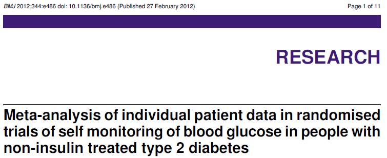 Conclusions Evidence from this meta-analysis of individual patient data was not convincing for a clinically meaningful effect of clinical management of non-insulin treated type 2 diabetes by self