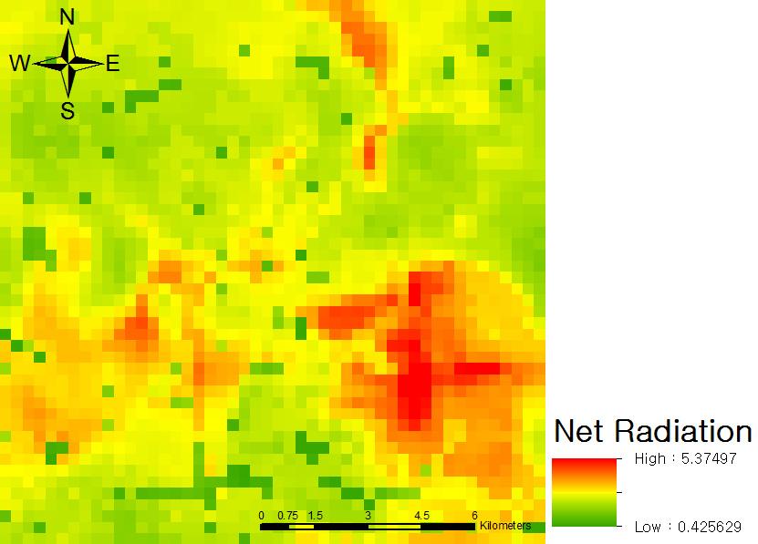 net radiation in a day ( )