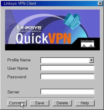 STEP 4 - Quick VPN Client 설치 외부에서 RV042 또는 RV082 로접속을하기위한 Quick VPN Client 를설치합니다. http://www.linksys.com 의 Support - Download 에서다운로드받은후설치합니다.