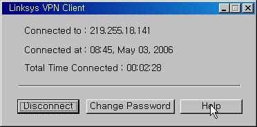 Profile Name : 연결프로파일을선택합니다.( 생성하지않았다면공란으로둡니다.) User Name : VPN Client Access 에서등록한사용자이름을입력합니다. Password : 비밀번호를입력합니다. Server : Client to Gateway 에서설정한 Server IP 혹은 DDNS(FQDN 을사용했다면 ) 를입력합니다.