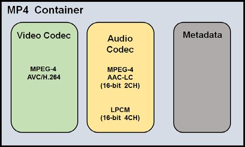 7.5 EOS C200 의기록파일구조 EOS C200에사용되는파일구조는 MP4로, MPEG-4 Part 14를축약하여표기한것이며비디오와오디오를저장하는데가장일반적으로사용되는디지털멀티미디어컨테이너포맷 [.MOV와.QT 파일에서사용되는 QTFF (QuickTime File Format) 기반 ] 입니다.