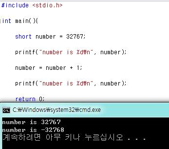 변수와자료형 정수형 정수형변수는범위가제한되어있기때문에오버플로우가발생할수있음