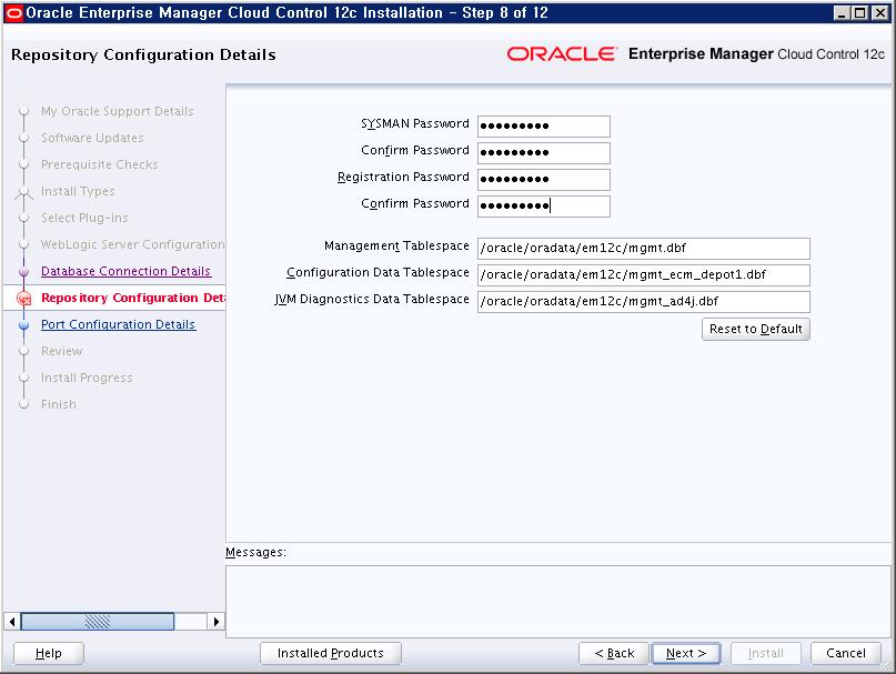 Registration Password install 중인 Enterprise Manager Cloud Control system 과관리대상에설치되는 Oracle