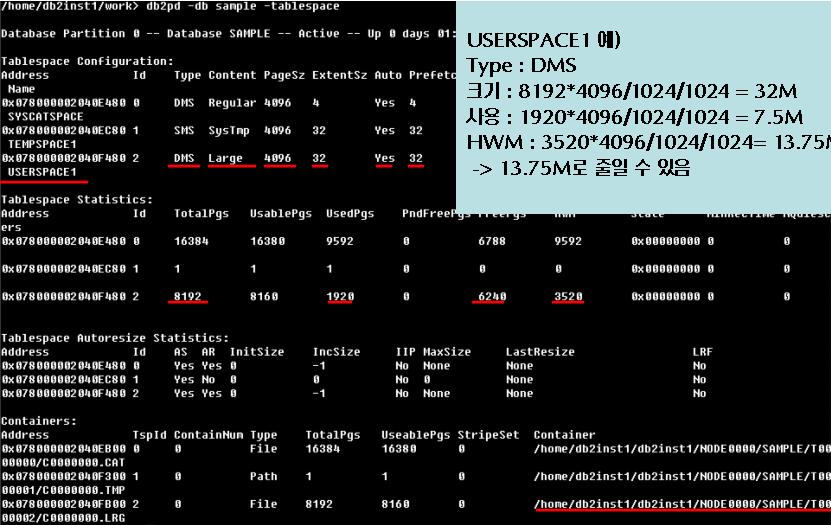 1.3.6 Table space # db2pd db sample tablespace 2. db2top 2.