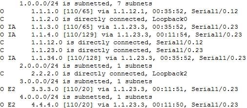 NSSA 내부의 ASBR 이 OSPF 도메인외부네트워크를다른라우터로광고할때, 타입 7 LSA 를사용한다 ( 확인명령어 show ip ospf database nssa-external ).