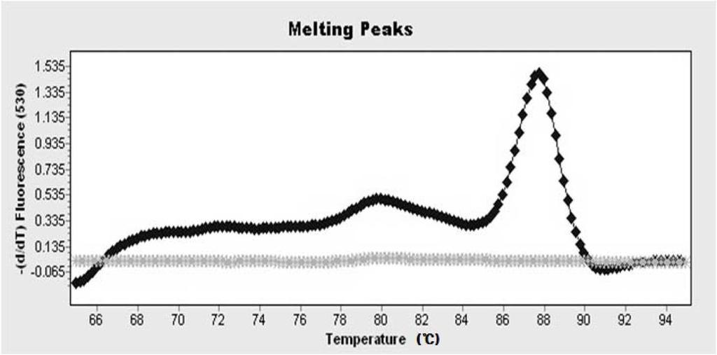 106 Young-Duck Lee, Dae-Yong Kim, and Jong-Hyun Park Fig. 2. Specificity of real-time PCR for amplification of 16s rrna as determined by melting peak analysis. : L. monocytogenes, X: W.