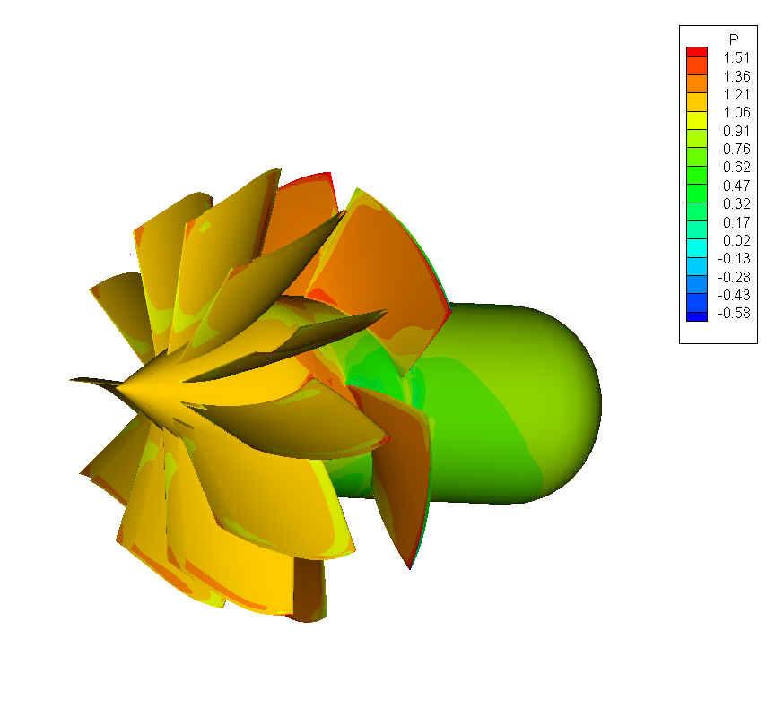 Fig. 8 Pressure and streamlines distribution