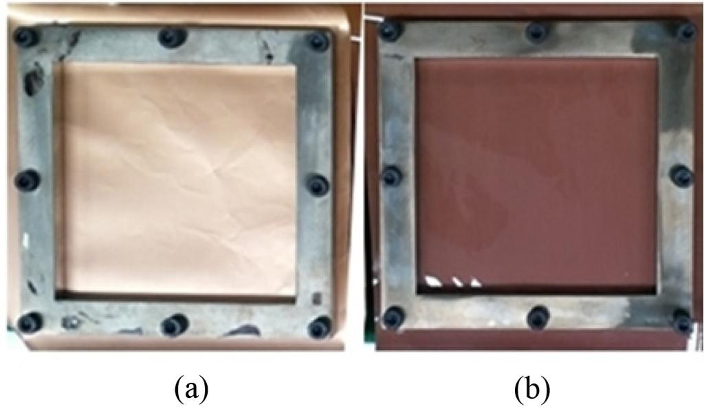 동박과접착력향상을위한폴리이미드합성및접착특성평가 885 Figure 1. Actual image of fabricated copper foil for (a) battery; (b) FCCL. 를사용하였다. FTIR(A2 technologies Exoscan) 을사용하여 PMDA-TEOS-I 및고분자의구조를분석하였다.