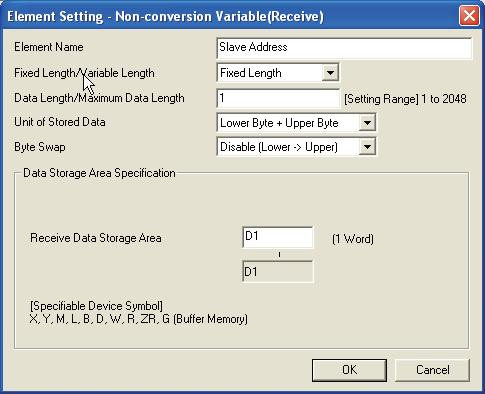 4.7 패킷설정 변환없음변수설정 변환없음변수를설정합니다. 화면표시 패킷의신규추가화면에서 "Non-conversion Variable" 선택 조작순서 화면의항목을설정합니다.