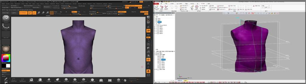 Modeling & rendering: division of 3D printer 화가크게나타난형태였다. 시니어남성신체평균치중주요항목의치수는가슴둘레 989mm, 허리둘레 878mm, 엉덩이둘레 937mm이었고, 등길이 442mm, 앞중심길이 373mm, 어깨가쪽사이길이 421mm이었다.