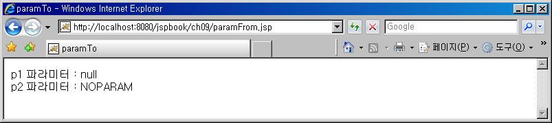 2. 이동할페이지로의정보전달 <jsp:forward> 액션태그를활용한 request 파라미터전달예 ( 계속 ) paramfrom.