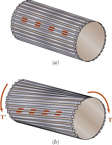 축방향전단성분 (Axial Shear Components) 축에작용하는토크는축선에수직한전단응력을발생. 평형조건은축선을포함하고있는두평면에의해형성된면상에도동일한응력을필요.