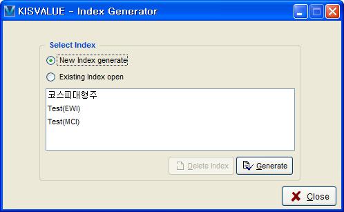 User Index 사용자가지정핚기업리스트를이용하여이에대핚주가지수를만들수있습니다.