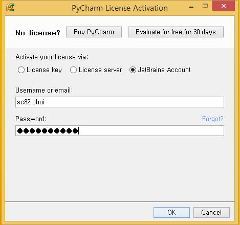 PyCharm 실행 라이선스정보입력 PyCharm 설치