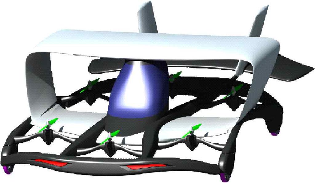 의비행체가혼합된형태로, 위 아래 2 중으로된복엽형태의날개와 Hexa 타입의멀티로터를자동차의모습 으로멋있게담아낸미래지향적 Flying Car 이다.