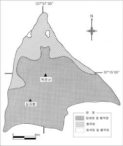 원주 제천의지형경관 (2003) 산악지에분포하는토양은전체면적의 65% 이상을차지하는넓은분포를나타내는데, 암쇄토 적황색토 산성갈색산림토이며배수가매우양호한편인사양질 식양질이다.