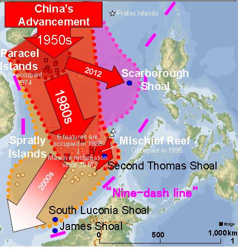 Maritime Jurisdictions Zones 중국의남중국해진출 1950 년대서사군도 (Paracel Islands) 진출후 1980 년대