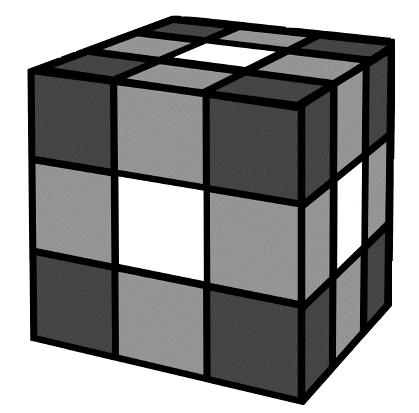Cubie의 하나의 단면 (face)이 취할 수 있는 색상은 6개로 R, G, B, W, O, Y 이다.