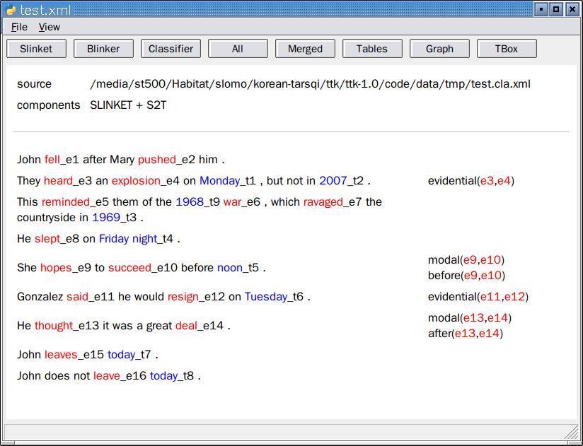 TARSQI TTK Demo TTK Demo: View Results 한국어