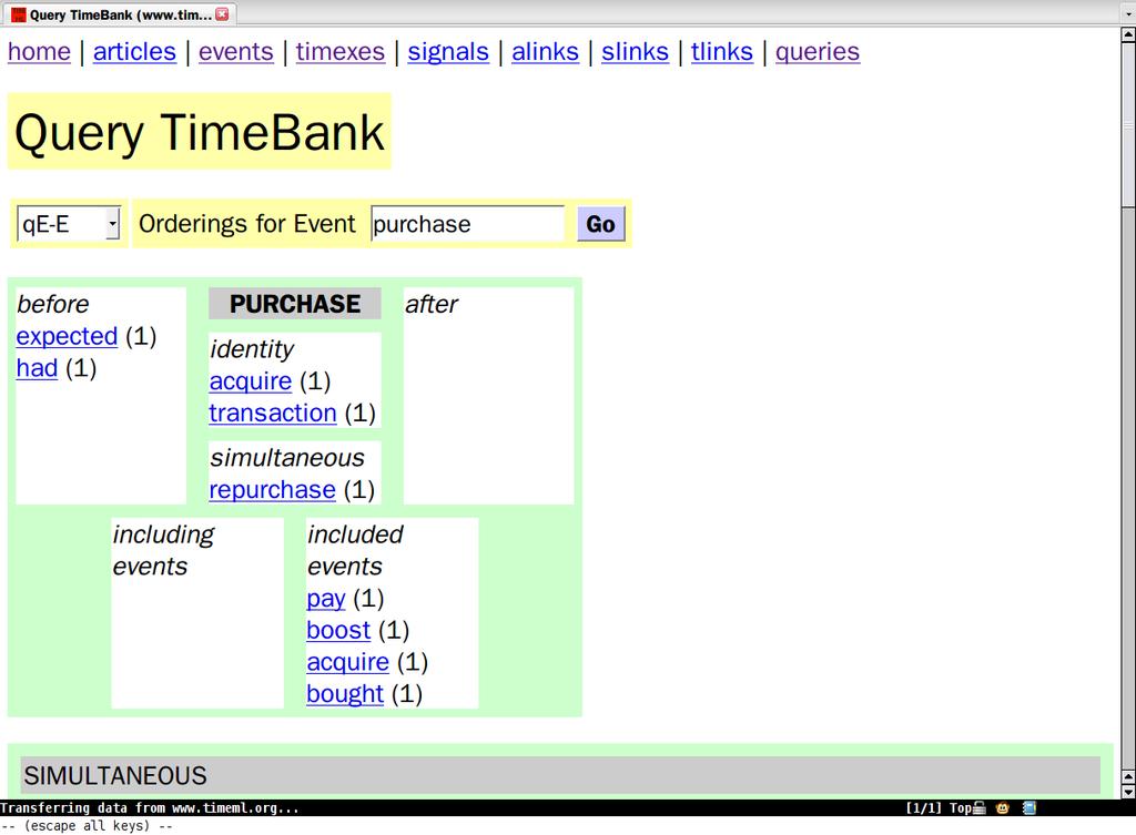 Corpora TimeBank Browser TimeBank 1.