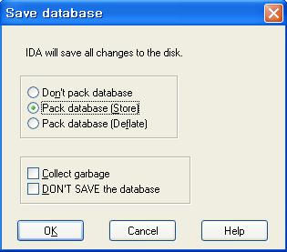 IDA Database Don t pack database : IDB 4 Pack database(store) : IDB Pack