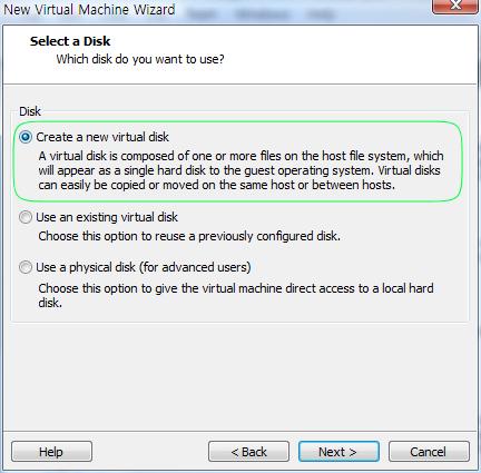 Use an existing virtual disk, Use a