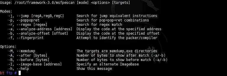 3.3.2 Return address 찾기 Msfpescan 을이용하여 opcode 를위한리턴주소를찾습니다. - msfpescan 에대한기본정보는다음과같습니다. 이툴외로도 MSF Opcode 데이터베이스, eeye 의 eereap 등의툴들이있습니다. 이문서는취약한프로그램에대한실제공격을위한문서가아니므로방법만제시하겠습니다. 3.3.3 Bad character 처리 Exploit이성공적으로이루어지기위해서는쉘코드안에있는 Null 문자들을치환해야합니다.