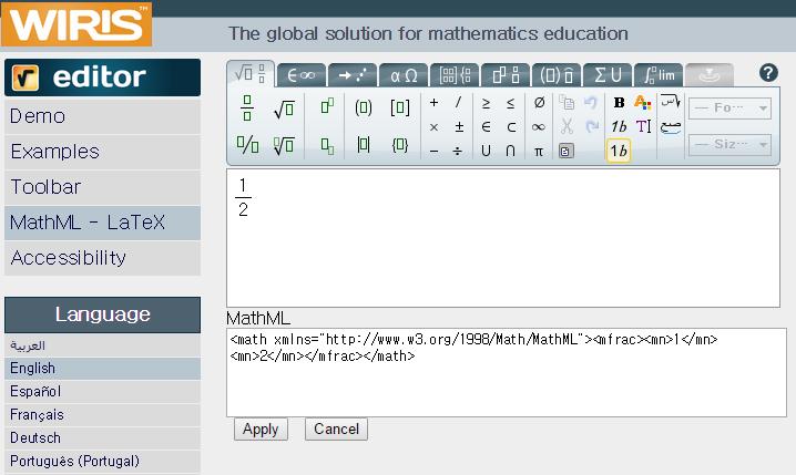 MathML 관련자료및실습 http://www.w3.org/math/ 1. Web Editor http://www.wiris.