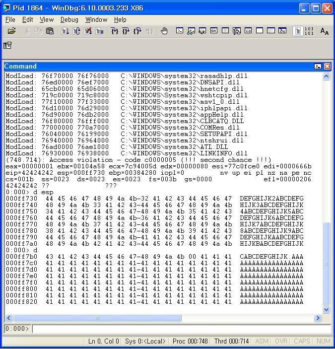 print "m3u File Created successfully\n"; 어플리케이션 crash 되었을때 ESP 위치의메모리를덤프해보자. 위의결과에서 2 가지흥미로운점을볼수있다.