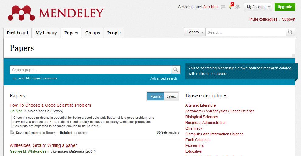 Search Search Papers on web 1 Mendeley