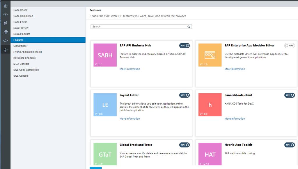 Feature Activation 주요도구세트는각서비스로 Feature별로활성화또는비활성화할수있음 SAP API Business Hub,