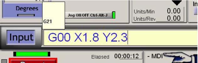 1.0 을제외한다른눈금인자 (scale factor) 가설정되면 G 코드로나타날때좌표계에적용된다. ( 예 : X 문자 Y 문자등등 ) 이눈금 LED 는축에눈금이설정됐다는것을알리기위해깜박인다. G51 에의해정의된값은눈금 DRO 에서설정될수있다. 마이너스값은연관된축의좌표에그대로반영된다. G50 버튼은 G50 명령을실행하여모든눈금을 1.0 으로만든다. 6.2.
