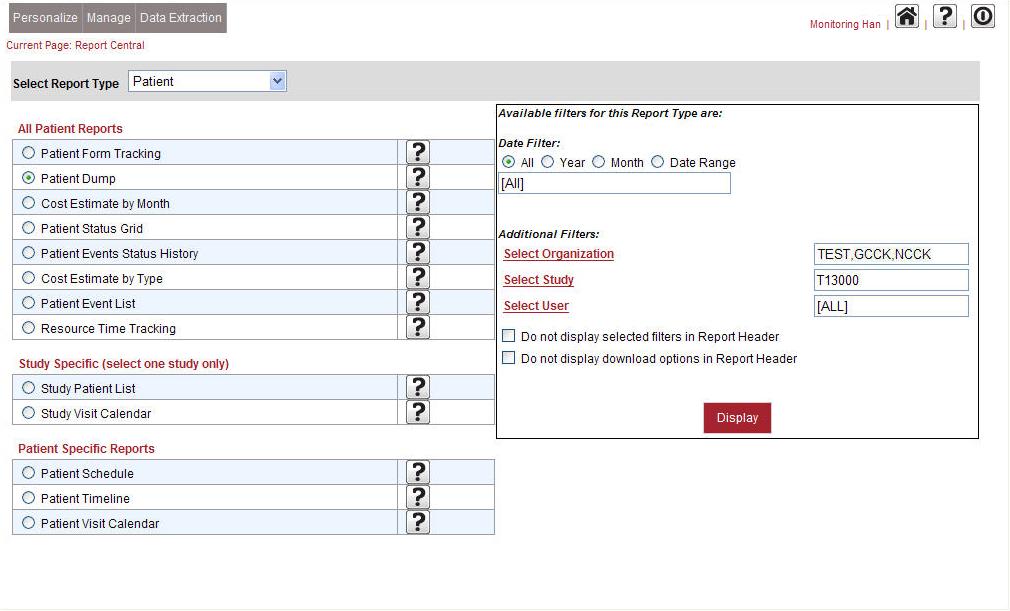 26 [5] Data Extraction > Report Central (3/3):