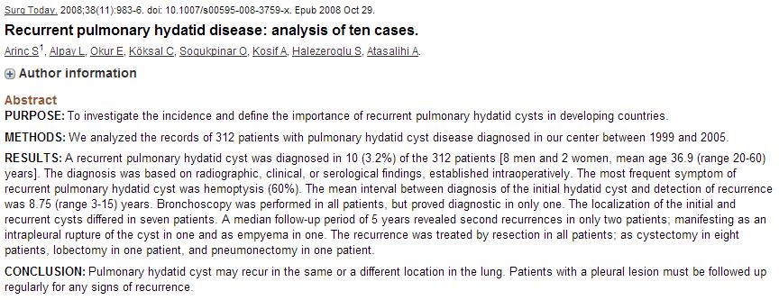 Pulmonary hydatid cyst 312